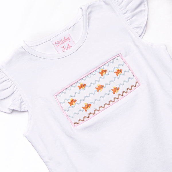 Swimming Season Smocked Ruffle Short Set, Pink
