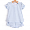 Poppy Ruffle Short Set, Blue Stripe