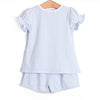 Poppy Ruffle Short Set, Blue Stripe