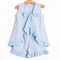 Fintastic Friend Applique Ruffle Short Set, Blue