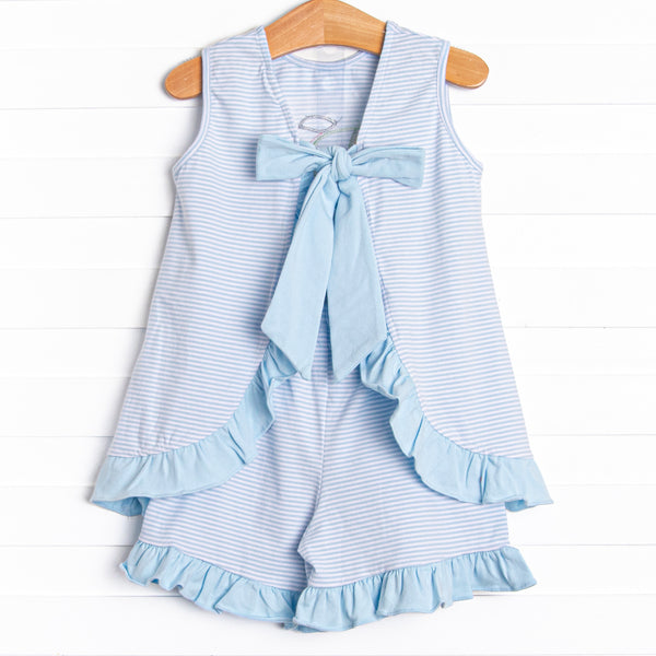 Fintastic Friend Applique Ruffle Short Set, Blue