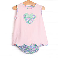 Enchanted Gardens Applique Diaper Set, Pink
