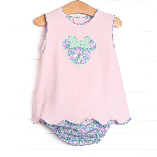 Enchanted Gardens Applique Diaper Set, Pink