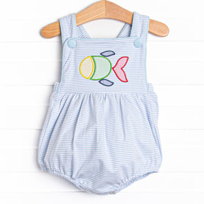 Fintastic Friend Applique Sunsuit, Blue