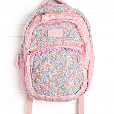 Early Fall Florals Oxford Quilted Backpack, Pink