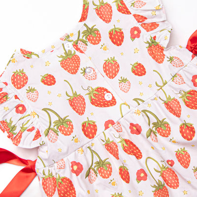 Strawberry Blooms Side Tie Short Set, Red