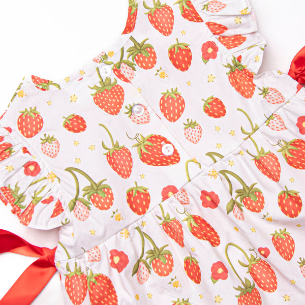Strawberry Blooms Side Tie Short Set, Red