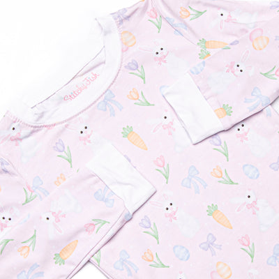 Hoppy Spring Bamboo Pajama Set, Pink