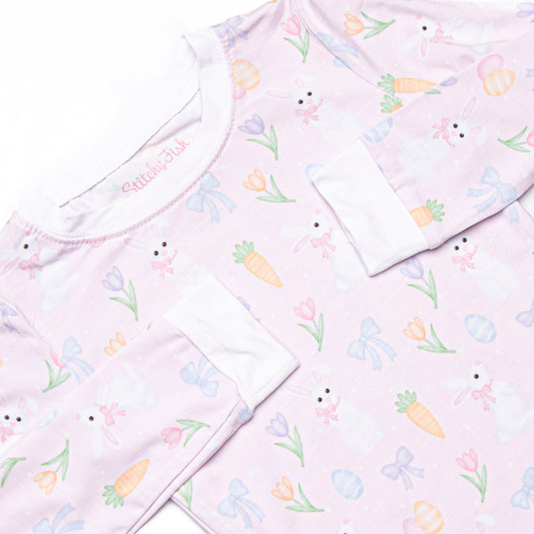 Hoppy Spring Bamboo Pajama Set, Pink