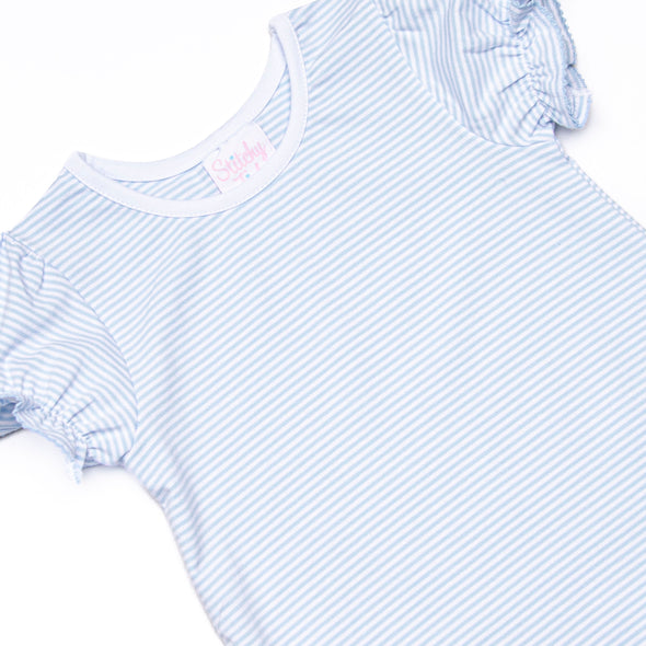 Poppy Ruffle Short Set, Blue Stripe