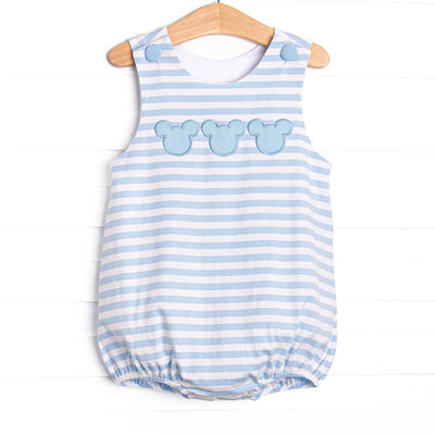 Mr. Mouse Trio Applique Bubble, Blue Stripe