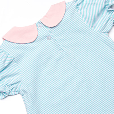 Haulin' Hare Applique Bubble, Mint Stripe