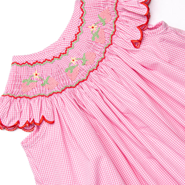 Strawberry Blooms Smocked Bishop Dress, Pink