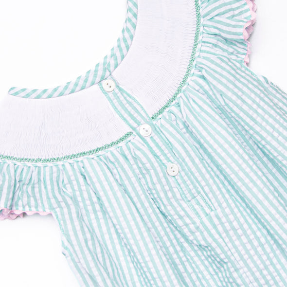 Aquamarine Mermaid Smocked Bubble, Aqua
