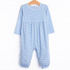 Charles Romper, Medium Blue Stripe
