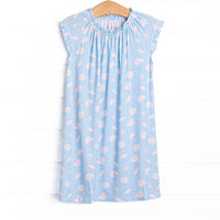 Pink Shoreline Shells Bamboo Night Gown, Blue