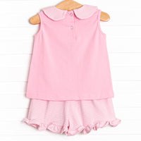 Sailboat Seas Ruffle Short Set, Pink
