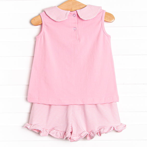 Sailboat Seas Ruffle Short Set, Pink