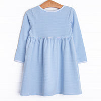 Amelia Dress, Medium Blue Stripe