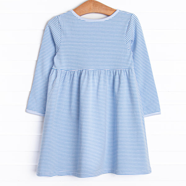 Amelia Dress, Medium Blue Stripe