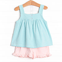 Mint in May Ruffle Short Set, Green