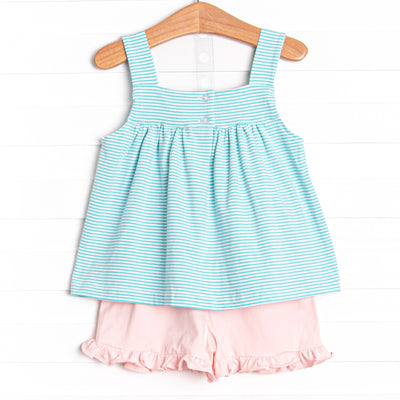Mint in May Ruffle Short Set, Green