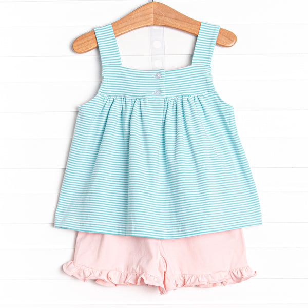 Mint in May Ruffle Short Set, Green