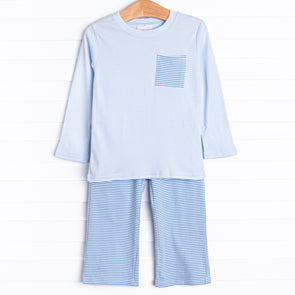 Evan Pant Set, Medium Blue Stripe