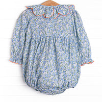 Pumpkin Posy Smocked Bubble, Blue
