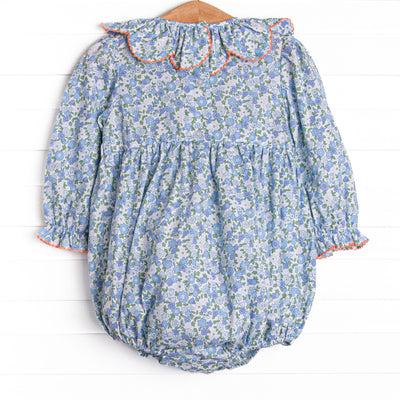 Pumpkin Posy Smocked Bubble, Blue