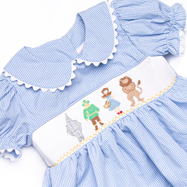 Wandering to See the Wizard Smocked Girl Bubble, Blue
