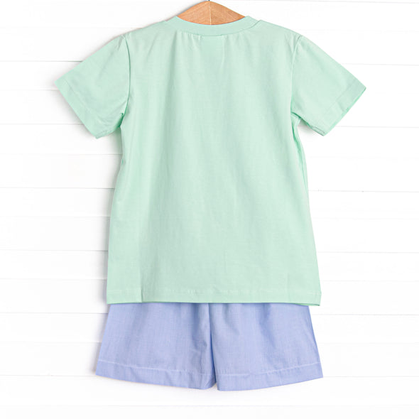 Rainbow Trout Smocked Short Set, Green