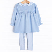 Amelia Legging Set, Medium Blue Stripe