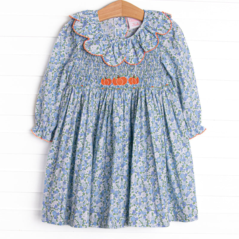 smocked pumpkin dress Romper in Gingham festive gatherings Fall Halloween & Thanksgiving Pumpkin