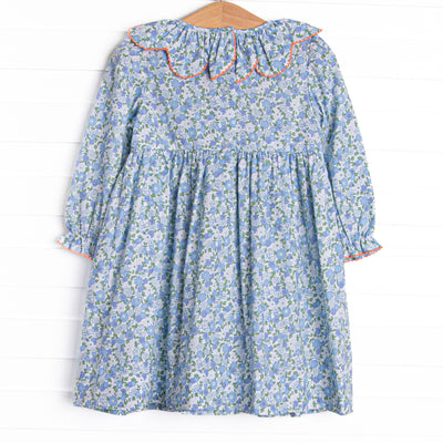 Pumpkin Posy Smocked Dress, Blue