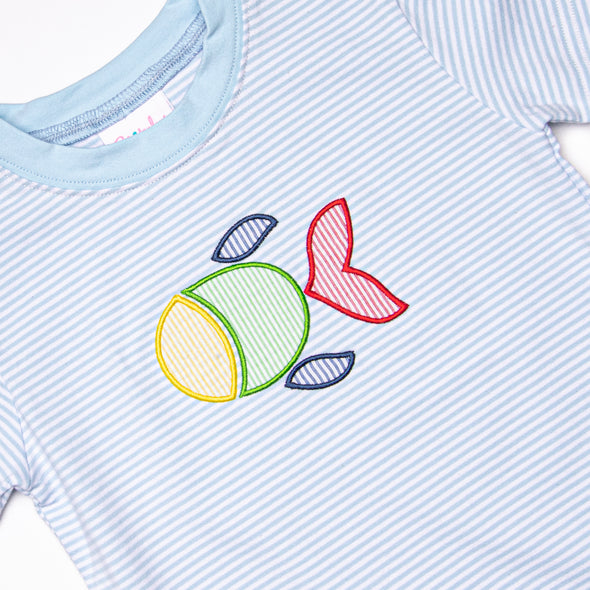 Fintastic Friend Applique Short Set, Blue