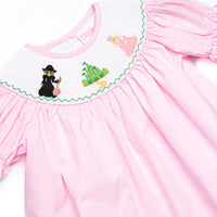 Emerald Enchantment Smocked Bishop Dress, Pink