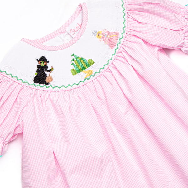 Emerald Enchantment Smocked Bishop Dress, Pink