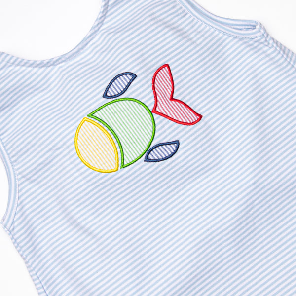 Fintastic Friend Applique Ruffle Short Set, Blue