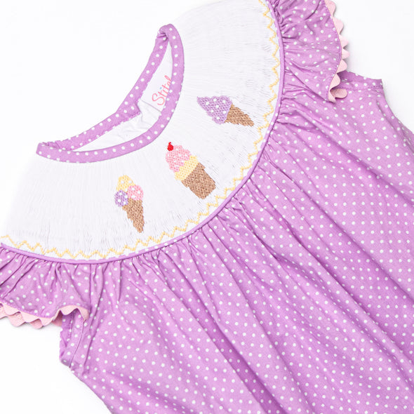 Springtime Scoops Smocked Bubble, Purple