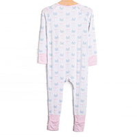 Blue Crab Bows Bamboo Zippy Pajama, Pink