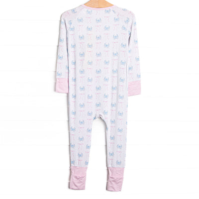 Blue Crab Bows Bamboo Zippy Pajama, Pink