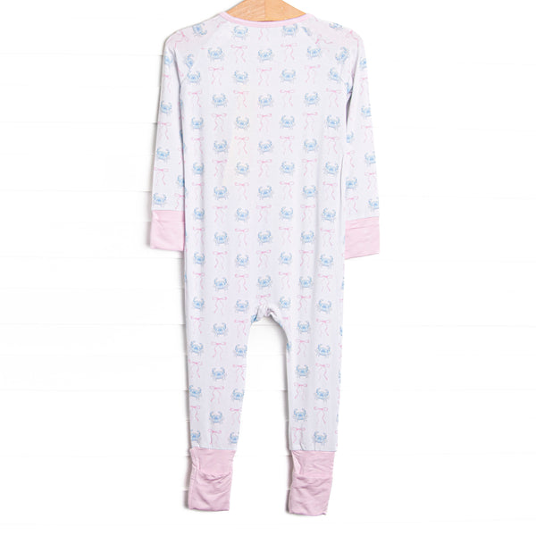 Blue Crab Bows Bamboo Zippy Pajama, Pink
