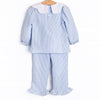 Pinstripe Prep Ruffle Pant Set, Blue