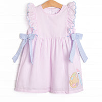 Painter's Palette Applique Side Tie Dress, Pink Seersucker