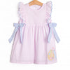 Painter's Palette Applique Side Tie Dress, Pink Seersucker