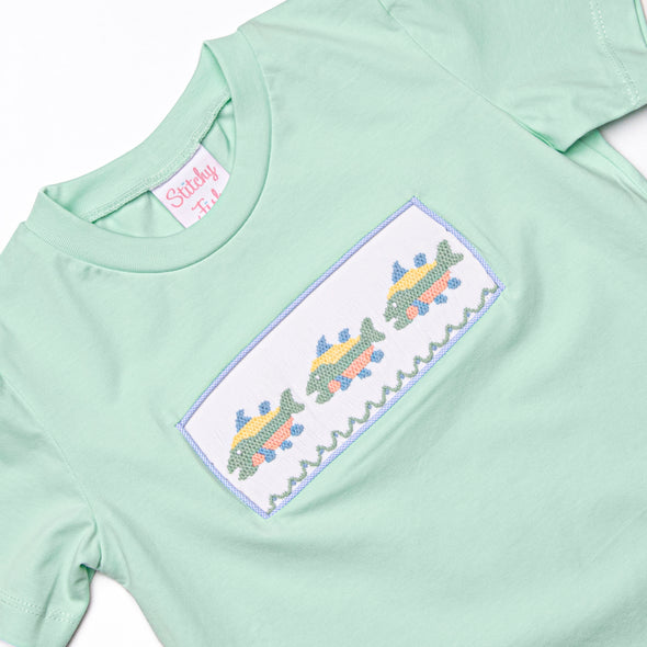 Rainbow Trout Smocked Short Set, Green