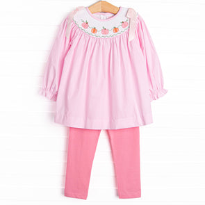 Gourd-geous Vines Smocked Legging Set, Pink
