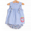 ABC Blossoms Applique Diaper Set, Blue