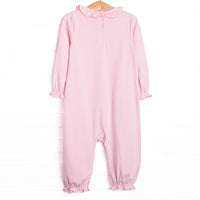 Ballroom Ballerinas Applique Ruffle Romper, Pink